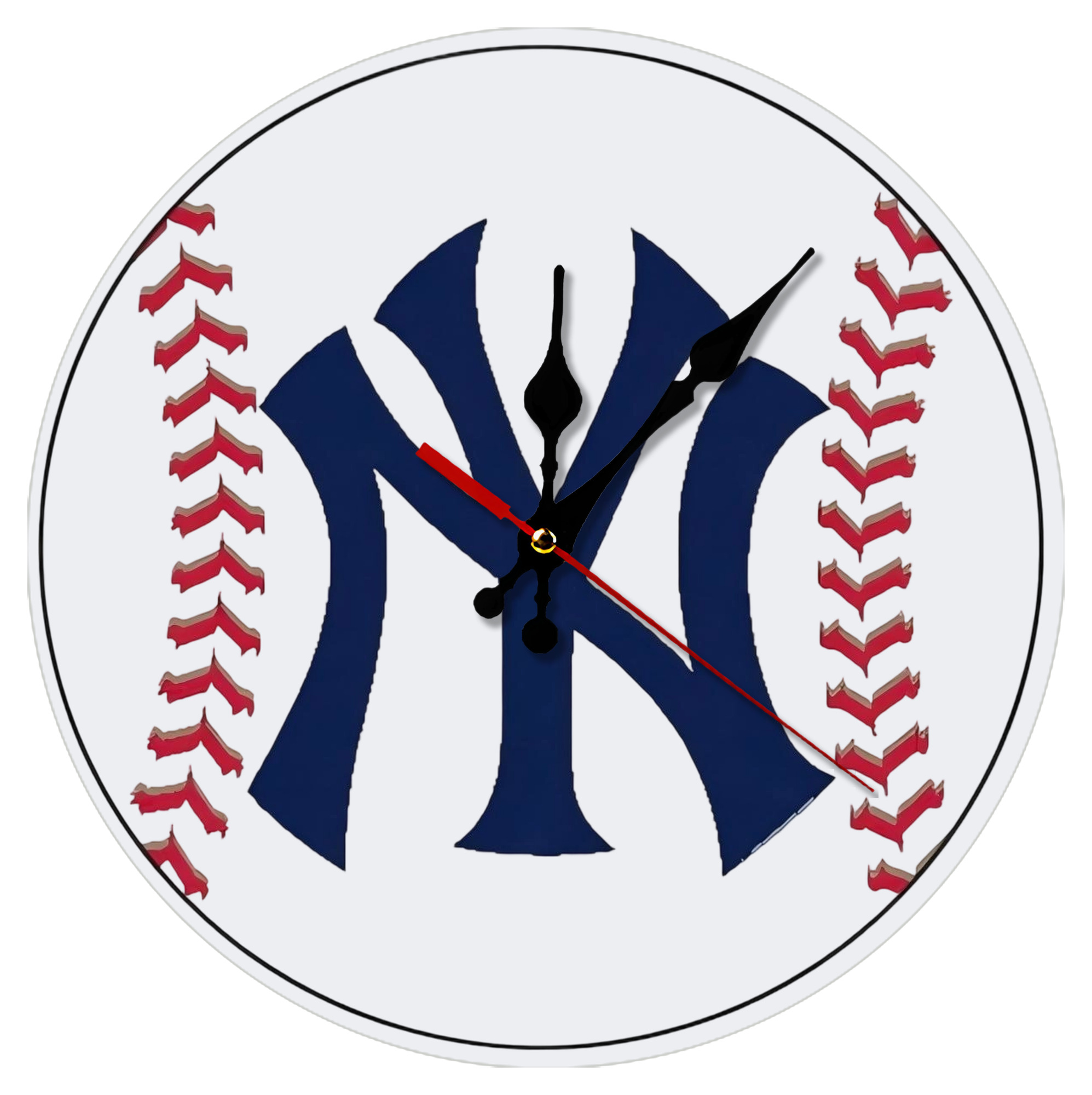 New York Yankees Baseball Silent Round Wall Clock – Modern & Stylish DIY Design, Durable Wood Construction, Easy To Install – Perfect For Office, Bedroom, Living Room, And More